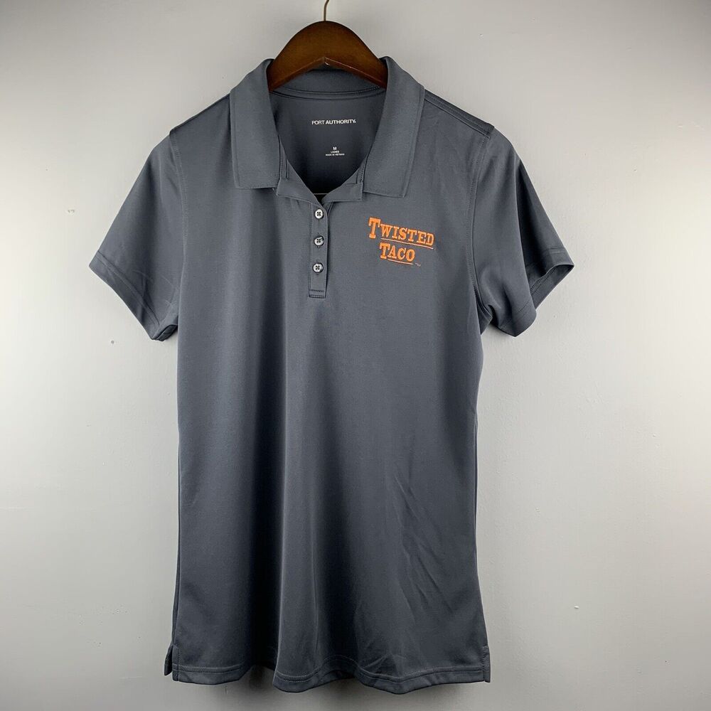 Twisted Taco Employee Uniform Womens medium Golf Polo‎ Shirt Gray